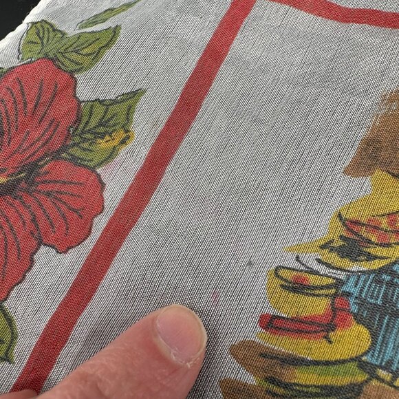 Vintage Freeport Grand Bahama Island Souvenir Scarf Shear Tropical Map Red - Picture 7 of 11